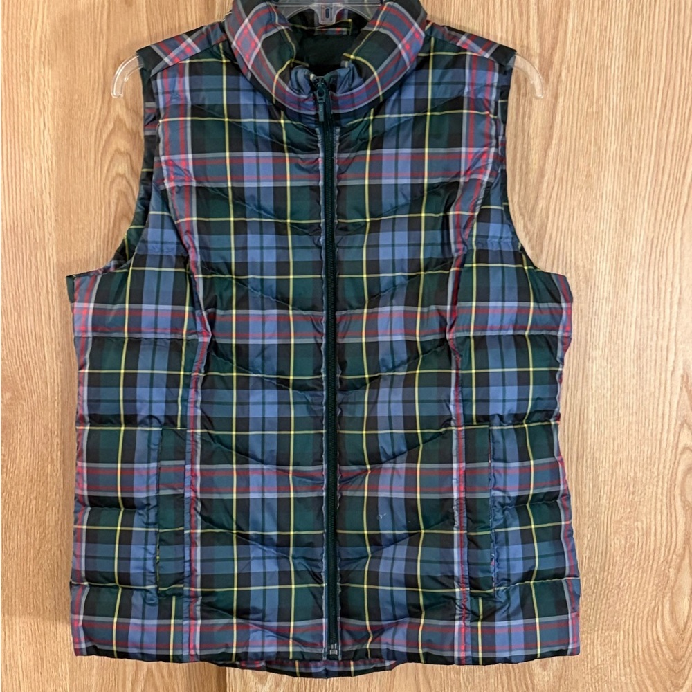 Lands' End Down Insulated Plaid Puffer Vest